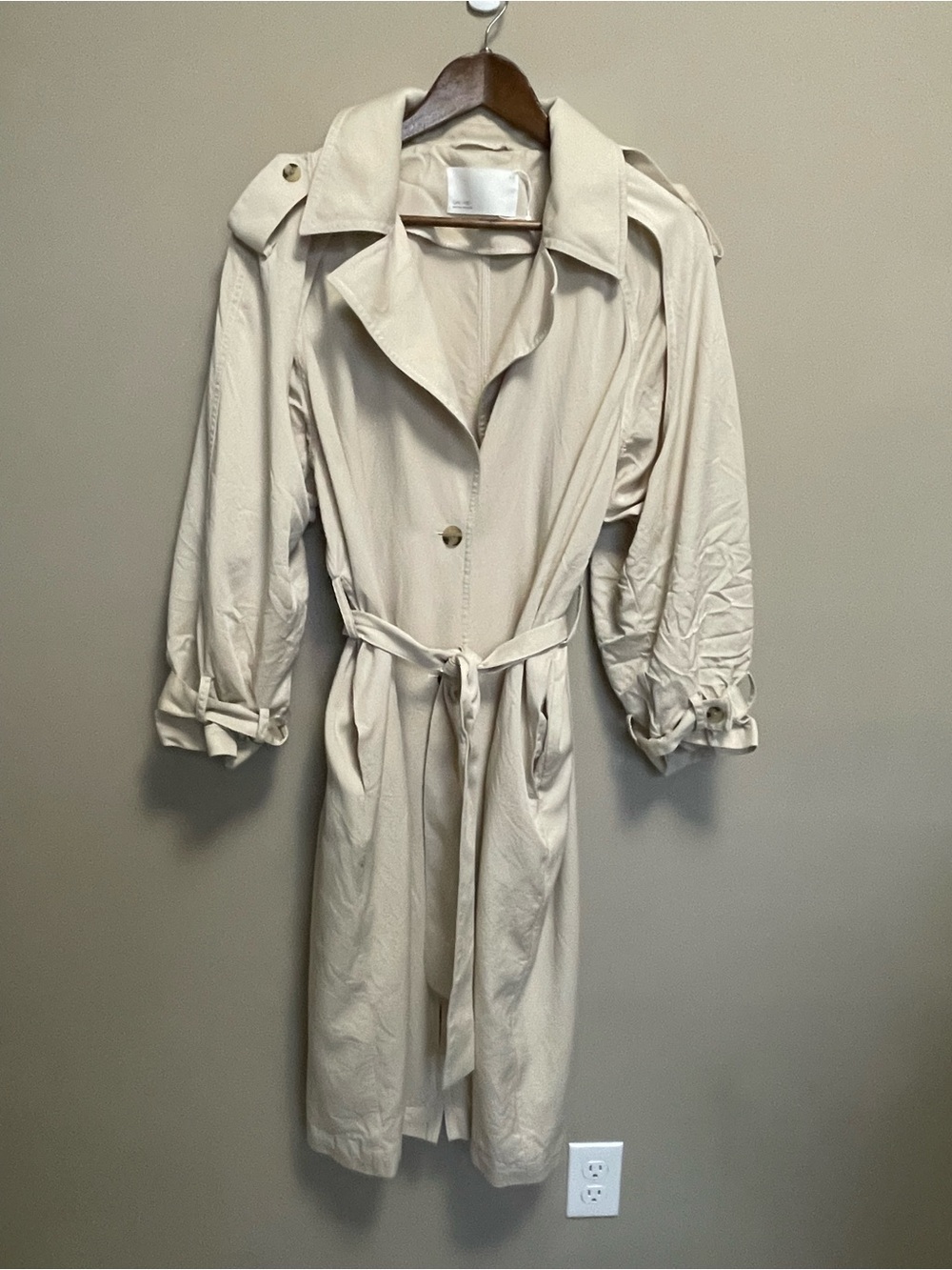 Oak & Fort Beige Women's Trench Coat with Belt Women’s Size Small